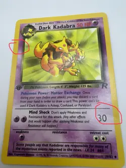 Pokemon Dark Kadabra Team Rocket 1st Edition 39/82 Uncommon Regular 50 HP Card - Image 3