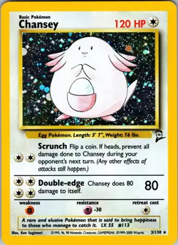 Chansey Base Set 2 Holo Rare LP Pokemon 003/130 Holofoil - Image 1