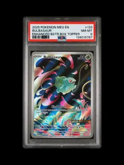 Pokemon Mega Evolutions Bulbasaur 133/132 Enhanced Topper Promo Stamped PSA 8 - Image 1