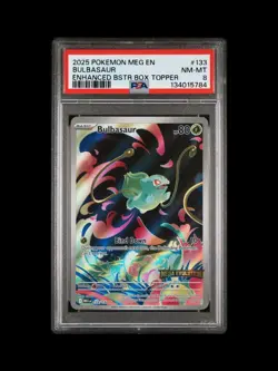 Pokemon Mega Evolutions Bulbasaur 133/132 Enhanced Topper Promo Stamped PSA 8 - Image 1