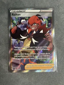 Pokemon TCG Evolving Skies Trainer Raihan 202/203 Full Art Holo Ultra Rare Card - Image 1