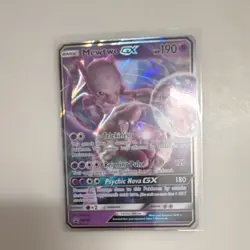Pokemon Mewtwo GX Holo Promo Psychic Card SM196 190 HP 180 Attack Standard Size - Image 1