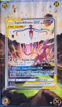 Espeon & Deoxys GX Tag Team SM240 Promo Pokemon Extended Artwork Case - Image 1