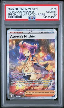 2025 POKEMON MEG EN-MEGA EVOLUTION #183 ACEROLA'S MISCHIEF PSA 10 - Image 1