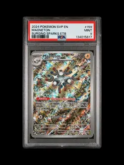 2024 POKEMON SURGING SPARKS POKEMON CENTER ETB PROMO #159 MAGNETON 💎PSA 9💎 - Image 1