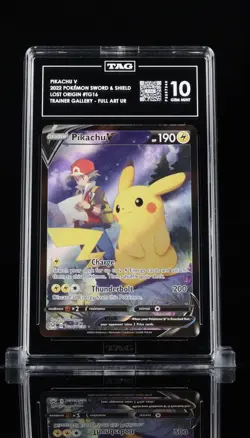 Pokemon TCG SWSH Lost Origin #TG16 Pikachu V Trainer Gallery Full Art TAG 10 - Image 1
