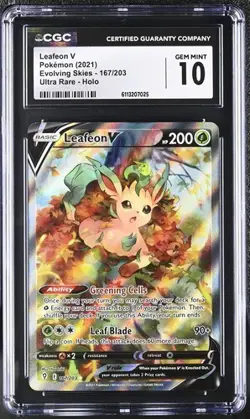 CGC 10 Leafeon V 167/203 Pokemon Evolving Skies Alt Art Alternate Sword Shield - Image 1