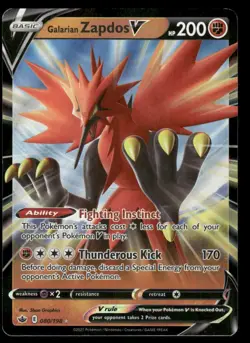 Pokemon Cards Galarian Zapdos V 080/198 Chilling Reign Holo Rare V LP - Image 1