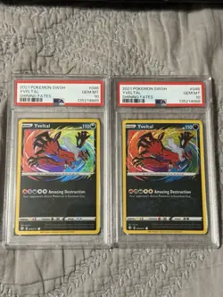 2021 Pokemon Shining Fates 046/072 Yveltal Amazing Rare Holo PSA 10(x2) - Image 1