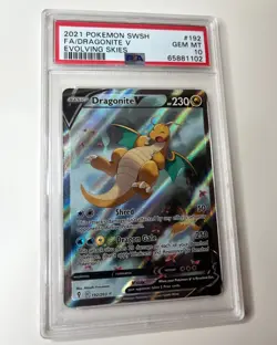 2021 POKEMON SWORD & SHIELD EVOLVING SKIES #192 FULL ART/DRAGONITE V PSA 10 - Image 1