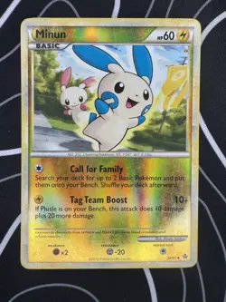 Pokemon TCG Minun Uncommon Reverse Holo Unleashed 34/95 - Image 1