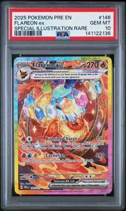 2025 POKEMON PRE EN-PRISMATIC EVOLUTIONS #146 FLAREON EX PSA 10 - Image 1
