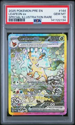 2025 POKEMON PRE EN-PRISMATIC EVOLUTIONS #144 LEAFEON EX PSA 10 - Image 1
