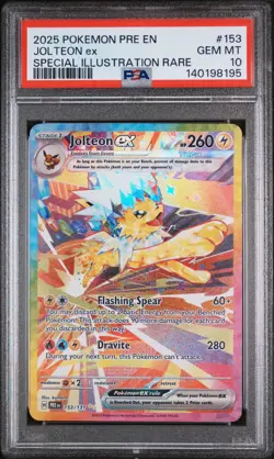 2025 POKEMON PRISMATIC EVOLUTIONS #153 JOLTEON EX SIR HOLO PSA 10 - Image 1