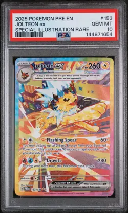 2025 POKEMON PRE EN-PRISMATIC EVOLUTIONS #153 JOLTEON EX PSA 10 - Image 1