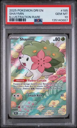 2025 POKEMON DRI EN-DESTINED RIVALS ILLUSTRATION RARE #185 SHAYMIN PSA 10 - Image 1