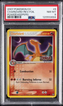 2007 POKEMON EX POWER KEEPERS #6 CHARIZARD-REVERSE FOIL PSA 8 - Image 1