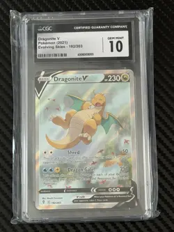 2021 Pokemon SW&SH Evolving Skies Dragonite V Ultra Rare CGC 10 Gem Mint #192 - Image 1