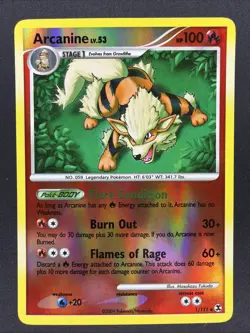 2009 Pokemon Rising Rivals ARCANINE Reverse Foil 1/111 Card LP - Image 1