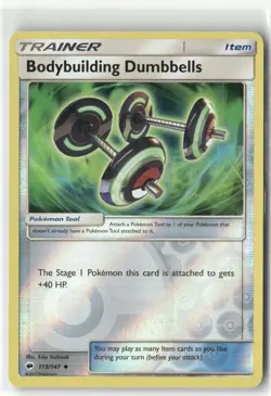 Pokemon Bodybuilding Dumbbells Uncommon SM - Burning Shadows 113/147 NM - Image 1