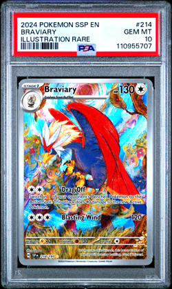 2024 POKEMON SV SURGING SPARKS SSP EN #214/191 BRAVIARY ILLUSTRATION RARE PSA 10 - Image 1