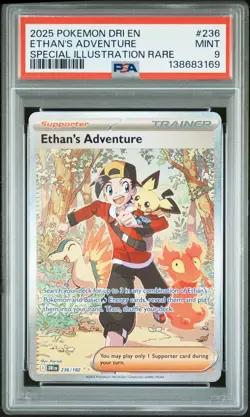 2025 POKEMON DRI EN-DESTINED RIVALS #236 ETHAN'S ADVENTURE PSA 9 - Image 1