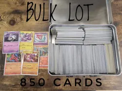 850 Random Bulk Lot Pokemon Cards with Collectable Lunch Box Tin - Image 1
