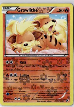 Growlithe RC4/RC25 Radiant Collection Legendary Treasures Reverse LP Pokemon - Image 1