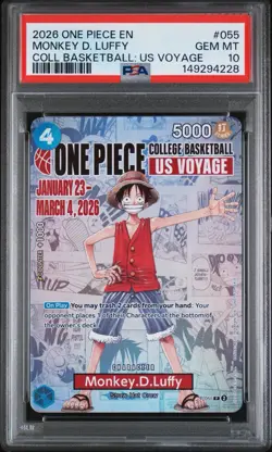 One Piece Monkey D. Luffy US College Voyage Basketball Card PSA 10 - In Hand - Image 1