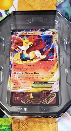 Pokemon XY 2014 Delphox EX XY19 Card with Empty Kalos Power Tin - Image 3
