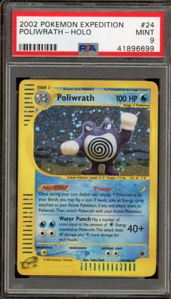 Pokemon Poliwrath Expedition Holo Rare #24 PSA 9 Mint - Image 1