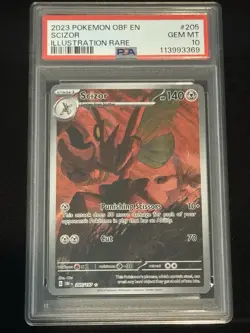 Pokemon 2023 Scizor 205/197 Illustration Rare Obsidian Flames GEM MINT PSA 10 - Image 1