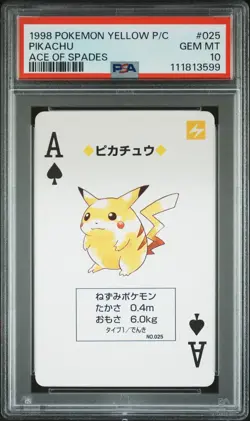 PSA 10 Pikachu Pokemon Yellow Poker/Playing Card Ace of Spades (POP 28) - Image 1