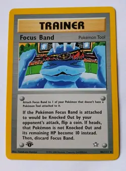 1st Edition Trainer FOCUS BAND 86/111 Neo Genesis Vintage Card NM 🌟Super Clean - Image 1
