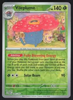 Vileplume Rare Reverse Holo 045/165 NM SV: Scarlet & Violet 151 Pokemon Card - Image 1