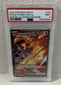 2025 POKEMON DESTINED RIVALS 229/182 TEAM ROCKET'S MOLTRES EX PSA 9 MINT - Image 2