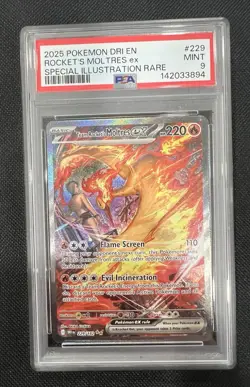 2025 POKEMON DESTINED RIVALS 229/182 TEAM ROCKET'S MOLTRES EX PSA 9 MINT - Image 4