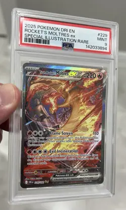 2025 POKEMON DESTINED RIVALS 229/182 TEAM ROCKET'S MOLTRES EX PSA 9 MINT - Image 5