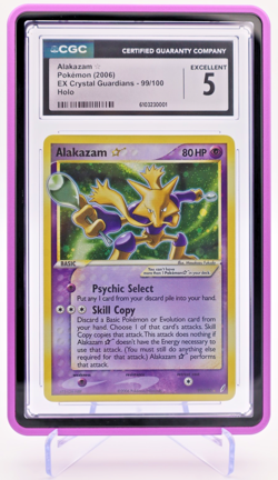 2006 Pokemon – Alakazam – Ultra Rare – EX Crystal Guardians 99/100 – CGC 5 EX - Image 1
