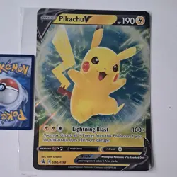 Oversized JUMBO Pikachu V SWSH198 Black Star Promo pokemon Card Holo Rare - Image 1