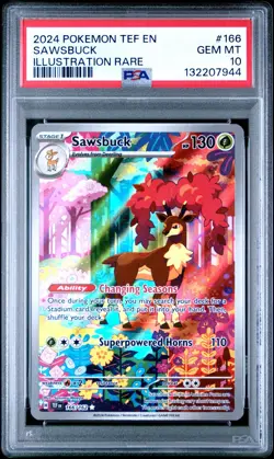 2024 POKEMON TEF EN-TEMPORAL FORCES ILLUSTRATION RARE #166 SAWSBUCK PSA 10 - Image 1