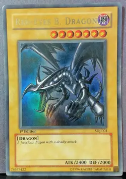Red-Eyes B. Dragon SDJ-001 yu-gi-oh 1st Edition, MP overall, front NM, back HP - Image 1