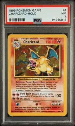 1999 POKEMON BASE SET UNLIMITED #4 CHARIZARD-HOLO PSA 7 - Image 1
