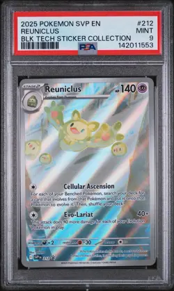 2025 POKEMON BLACK BOLT TECH STICKER COLLECTION PROMO #212 REUNICLUS PSA 9 - Image 1