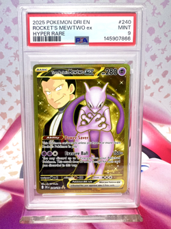 PSA 9 MINT Team Rocket's Mewtwo ex 240/182 Destined Rivals Holo Pokemon Card - Image 1