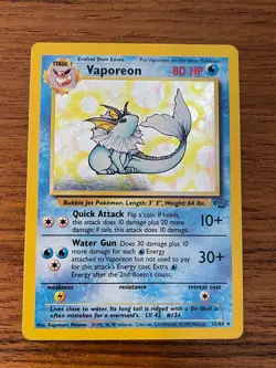Pokemon TCG Vaporeon Jungle 12/64 Holo Unlimited Holo Rare Excellent Condition - Image 1
