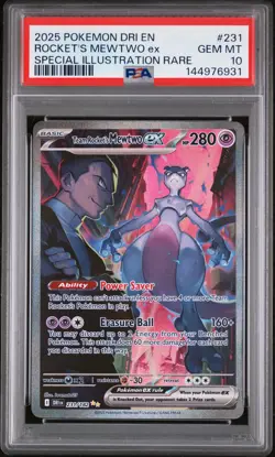 2025 POKEMON DRI EN-DESTINED RIVALS #231 TEAM ROCKET'S MEWTWO EX PSA 10 - Image 1