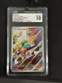 CGC 10 GEM MINT Bulbasaur 143/142 Stellar Crown Illustration Rare Holo Pokemon - Image 1