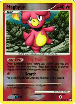 Pokemon TCG Magby 88/123 Mysterious Treasures Reverse Holo VLP - Image 1
