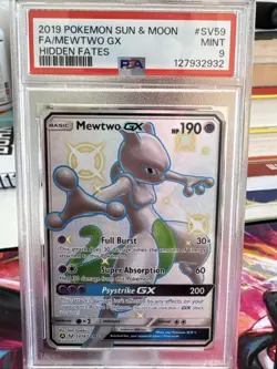 2019 Pokemon Sun & Moon Hidden Fates Full Art Shiny #SV59 PSA 9 MINT MEWTWO GX - Image 1